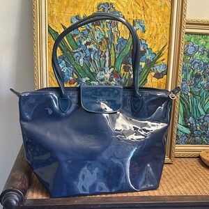 Longchamp Navy Blue shoulder Tote Bag